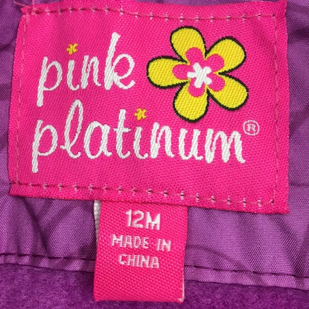 Pink Platinum Purple Daisy Print Coat Bib Set Size 12 M EXCELLENT Condition - Picture 4 of 9